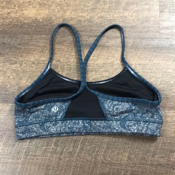 Lululemon Flow Y Bra Rose Herringbone Black - Picture 3 of 6